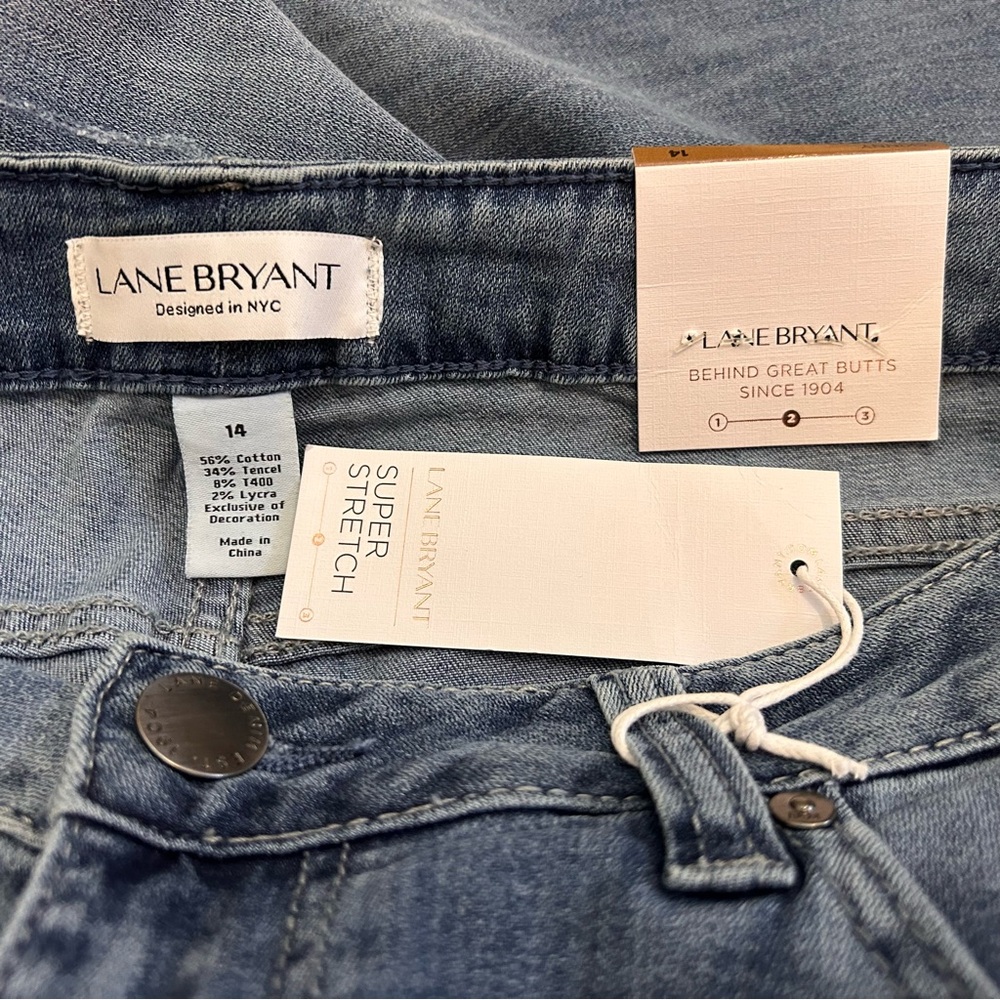 NWT Lane Bryant Stretch Sculpting Jeans Denim Silver Stripe Mid Rise sz14 - Picture 8 of 11